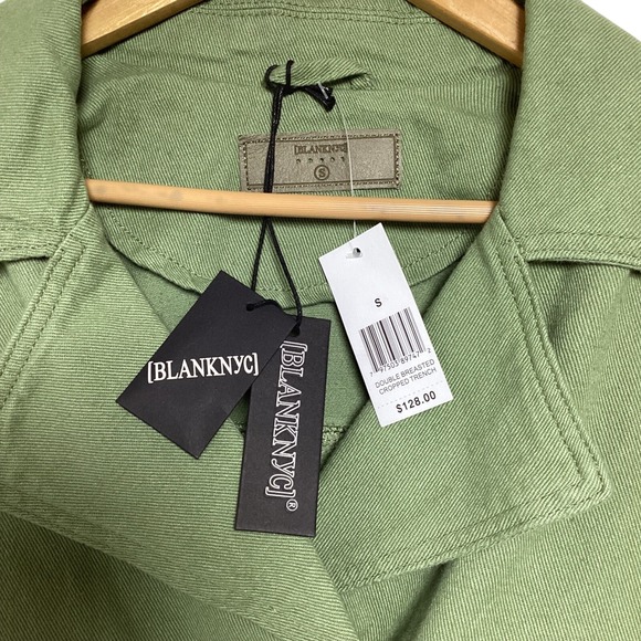 BLANKNYC Double Breasted Cropped‎ Trench Jacket Womens Olive Green S - Picture 7 of 10